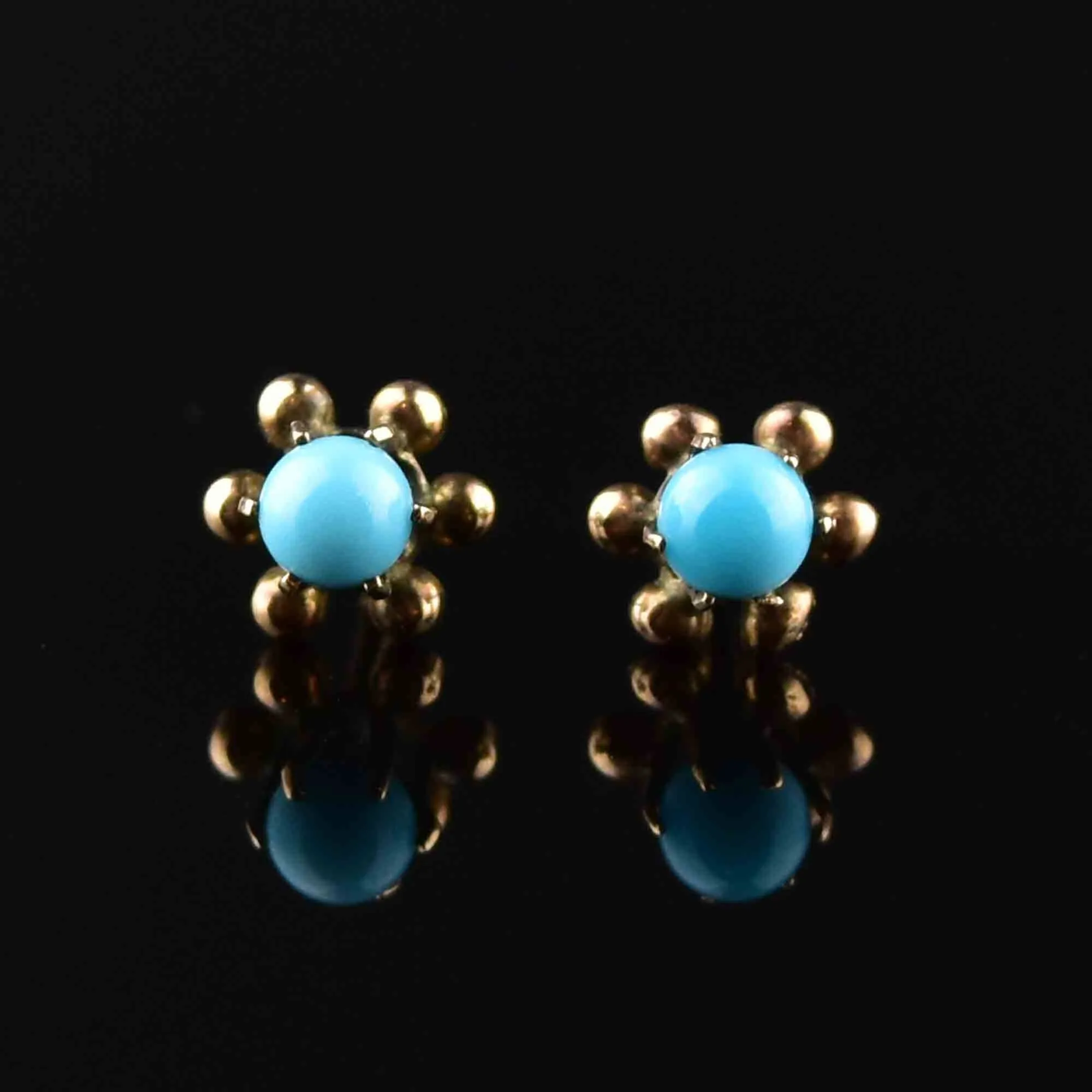 10K Rose Gold Sleeping Beauty Turquoise Stud Earrings