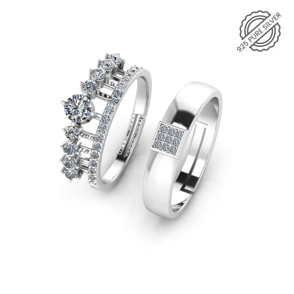 925 Pure Starling Silver Elizabeth's Crown Special and Classy Status Special Couple's Ring