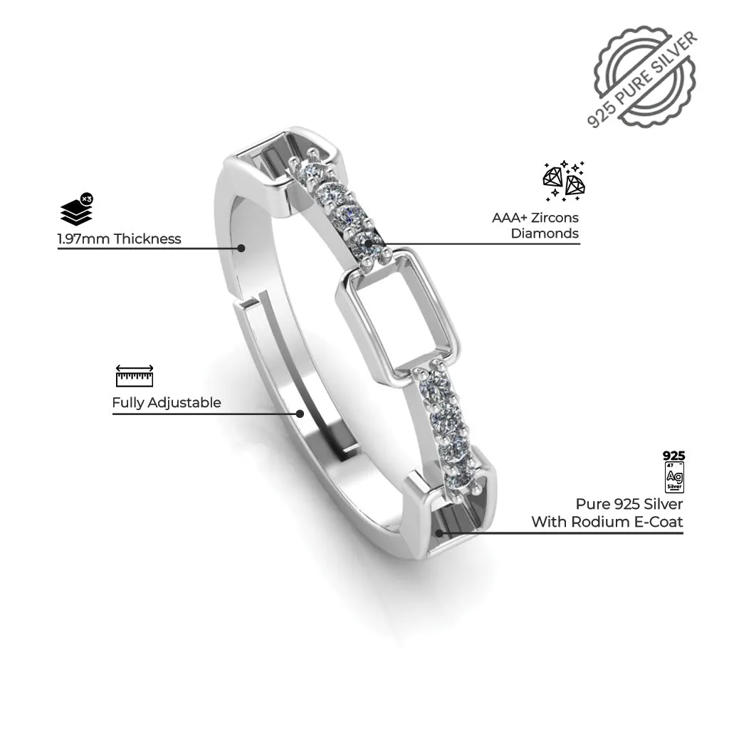 925 Sterling Silver Minimal Zircon Diamond and Celtic Knot Ring For Couple's