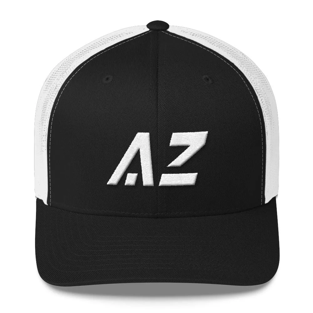 Arizona - Mesh Back Trucker Cap - White Embroidery - AZ - Many Hat Color Options Available