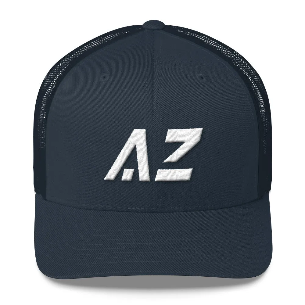 Arizona - Mesh Back Trucker Cap - White Embroidery - AZ - Many Hat Color Options Available