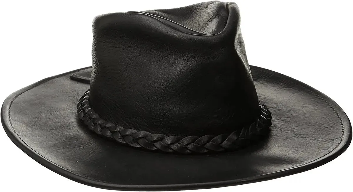 Black Leather Cowboy Hat