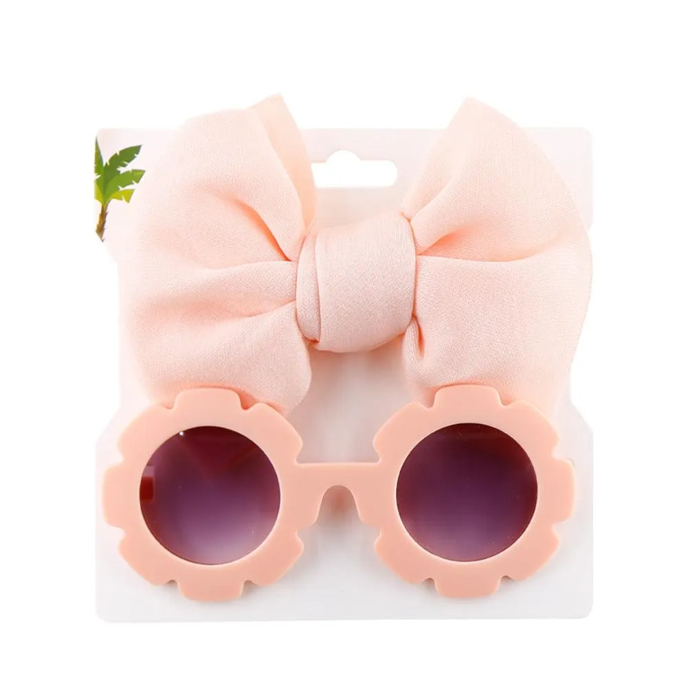 Children's Sun Lens with Combination Suit, Sun Visor, Space Cotton, Solid Color Hair Band