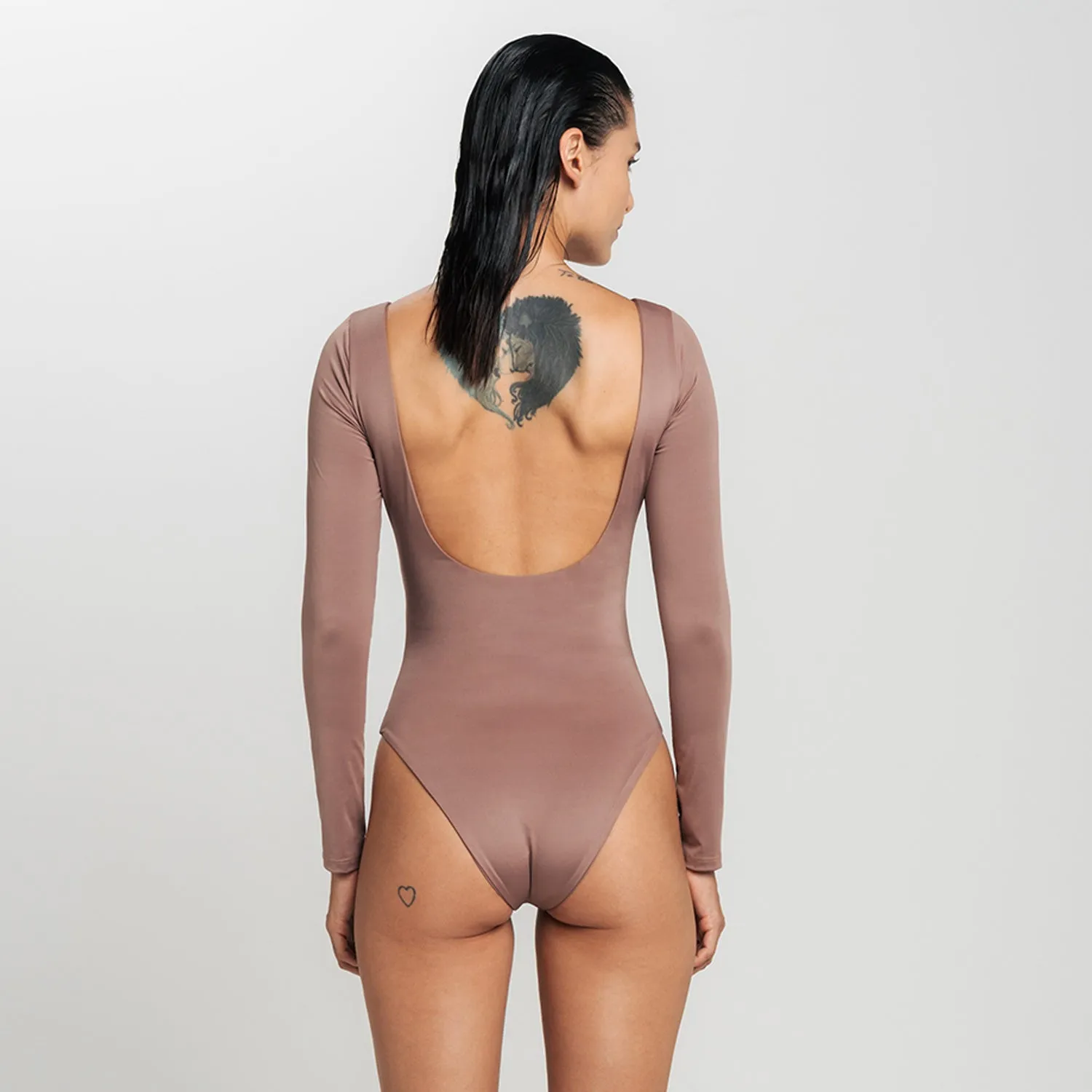 Cut-Out LS Bodysuit - Brown