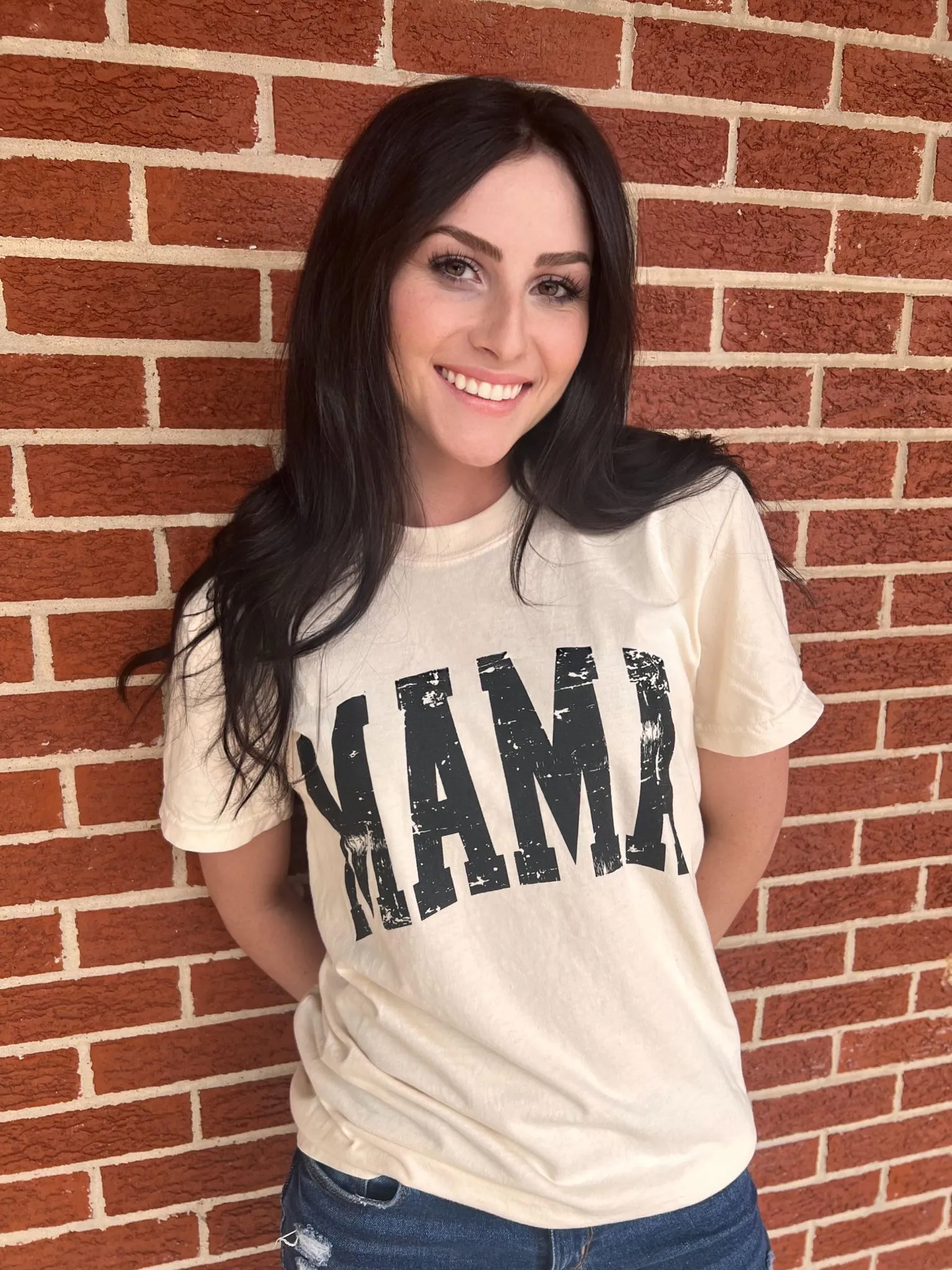 Distressed Arch Mama Tee