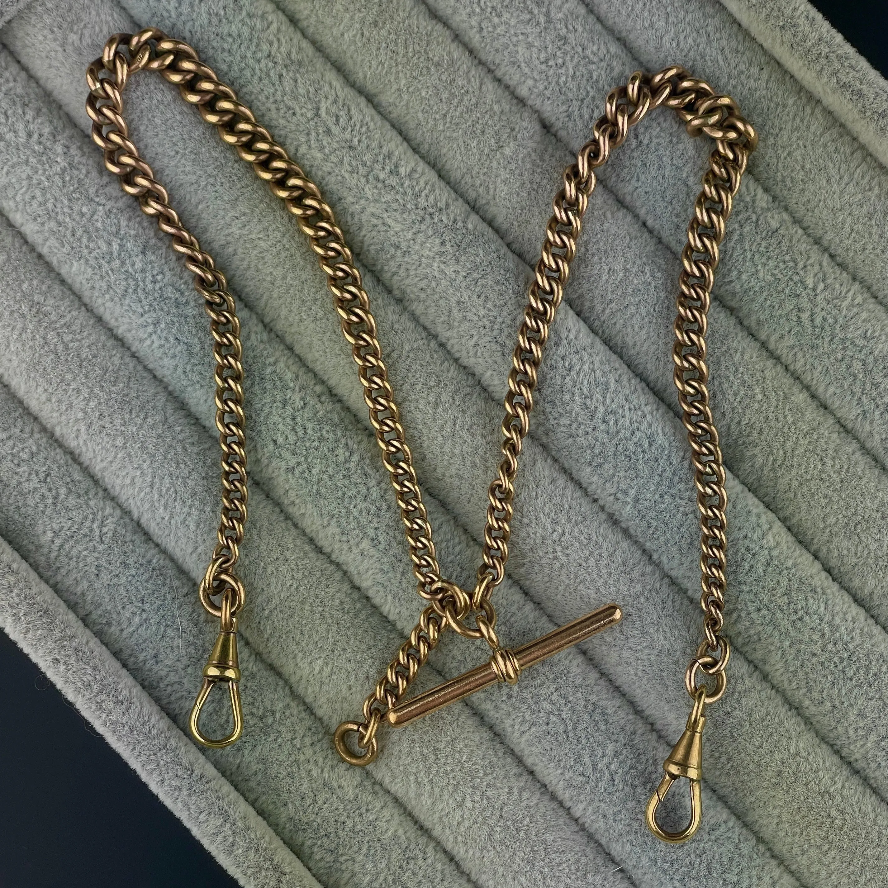 Edwardian Rolled Gold Pocket Watch Chain Necklace