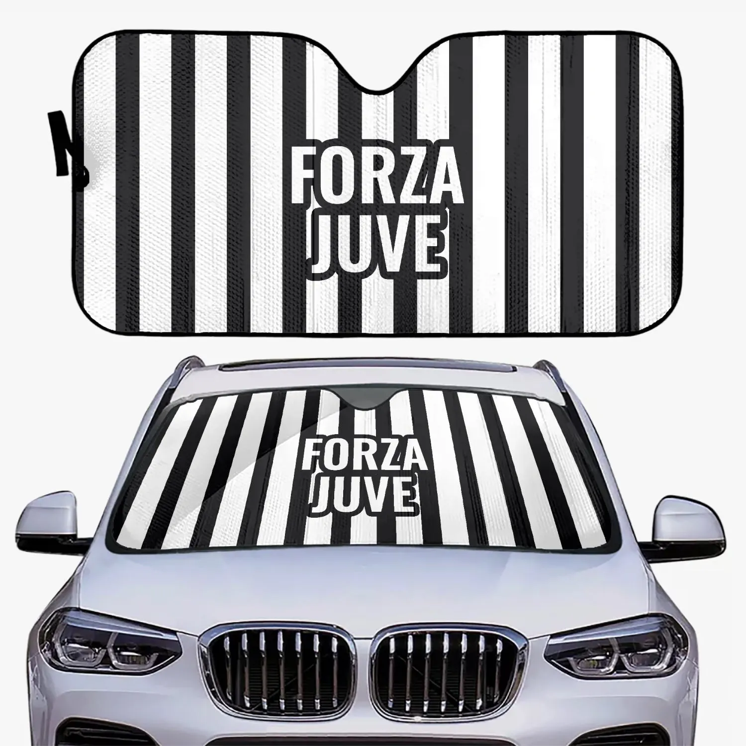 Premium Forza Juve Car Sun Shade - Stylish Sun Protection for Juventus Fans