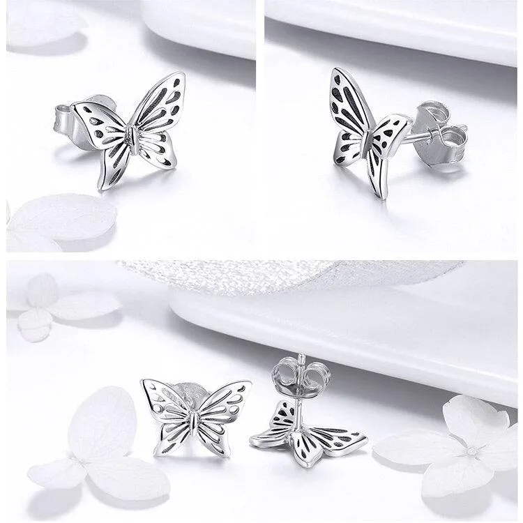 GC240 Butterfly Dream Stud Earrings - 925 Sterling Silver Charm Jewelry