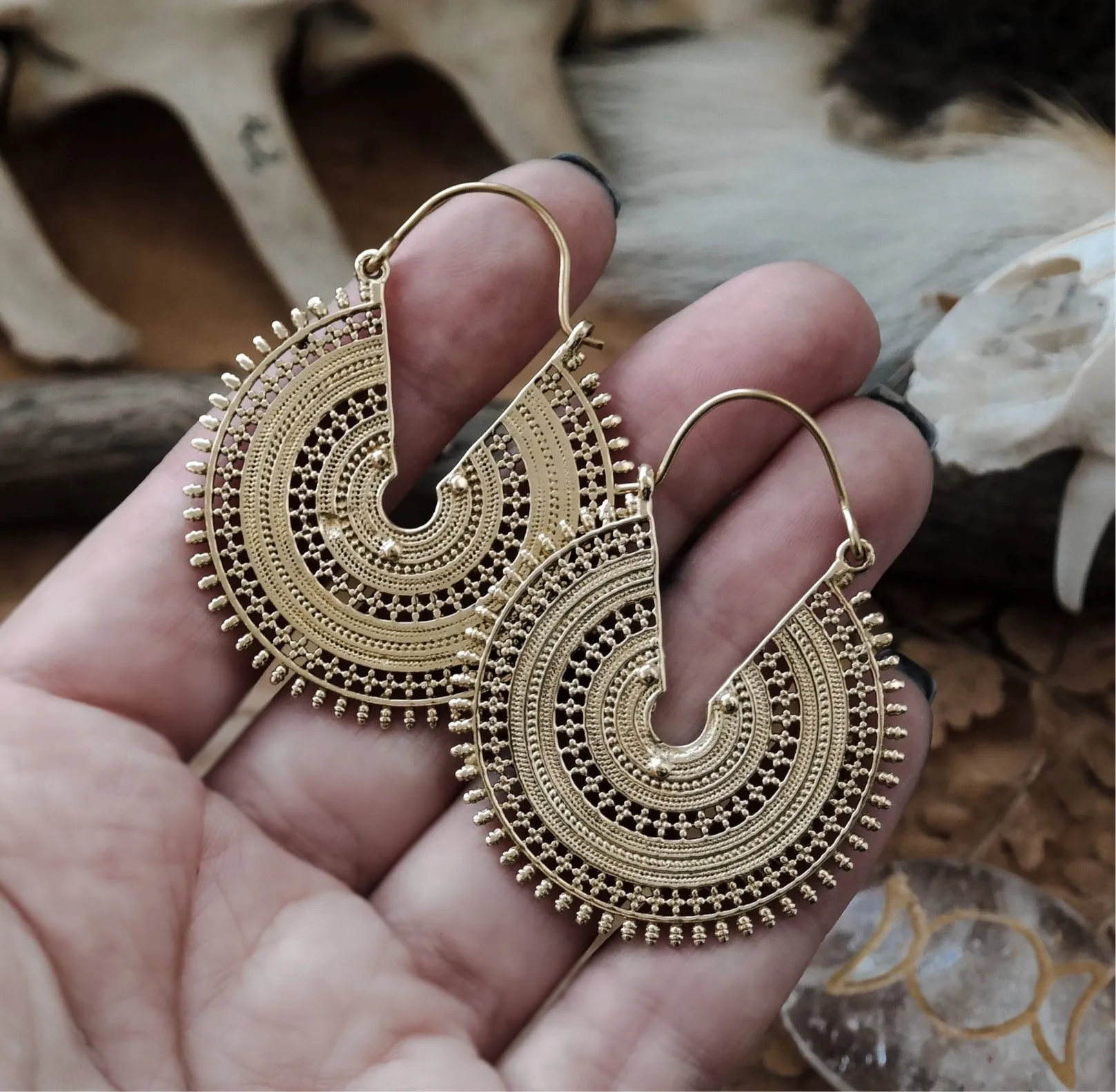 Golden Sun Goddess Hoops