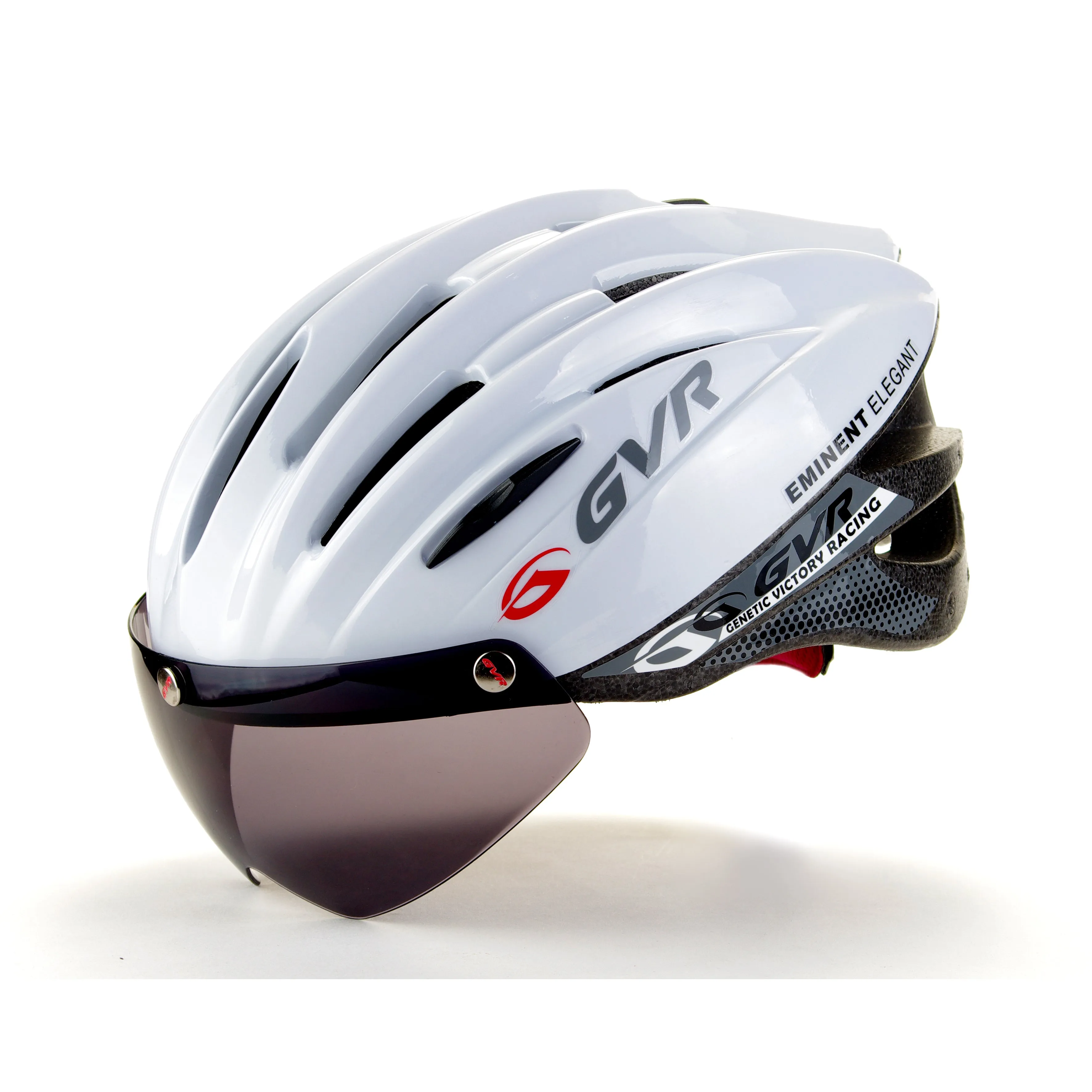 GVR Bicycle Solid White Adult Helmet With Visor B203VSDML-WHT