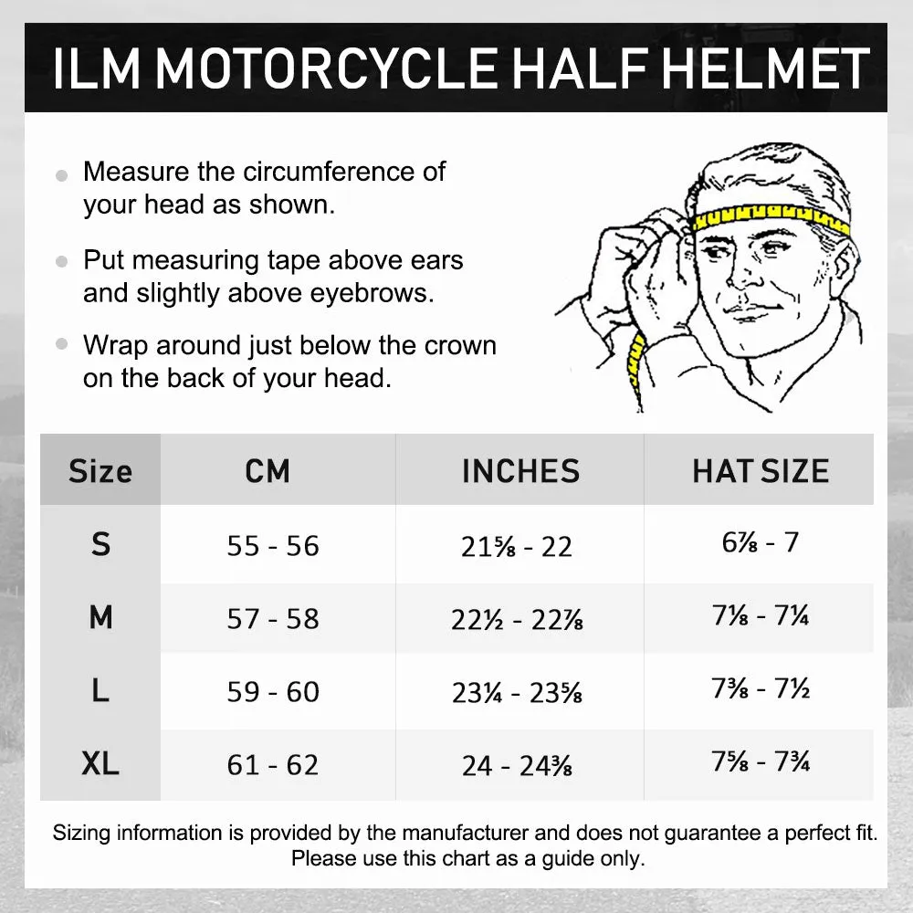 ILM Motorcycle Open Face Half Helmet Model 205V