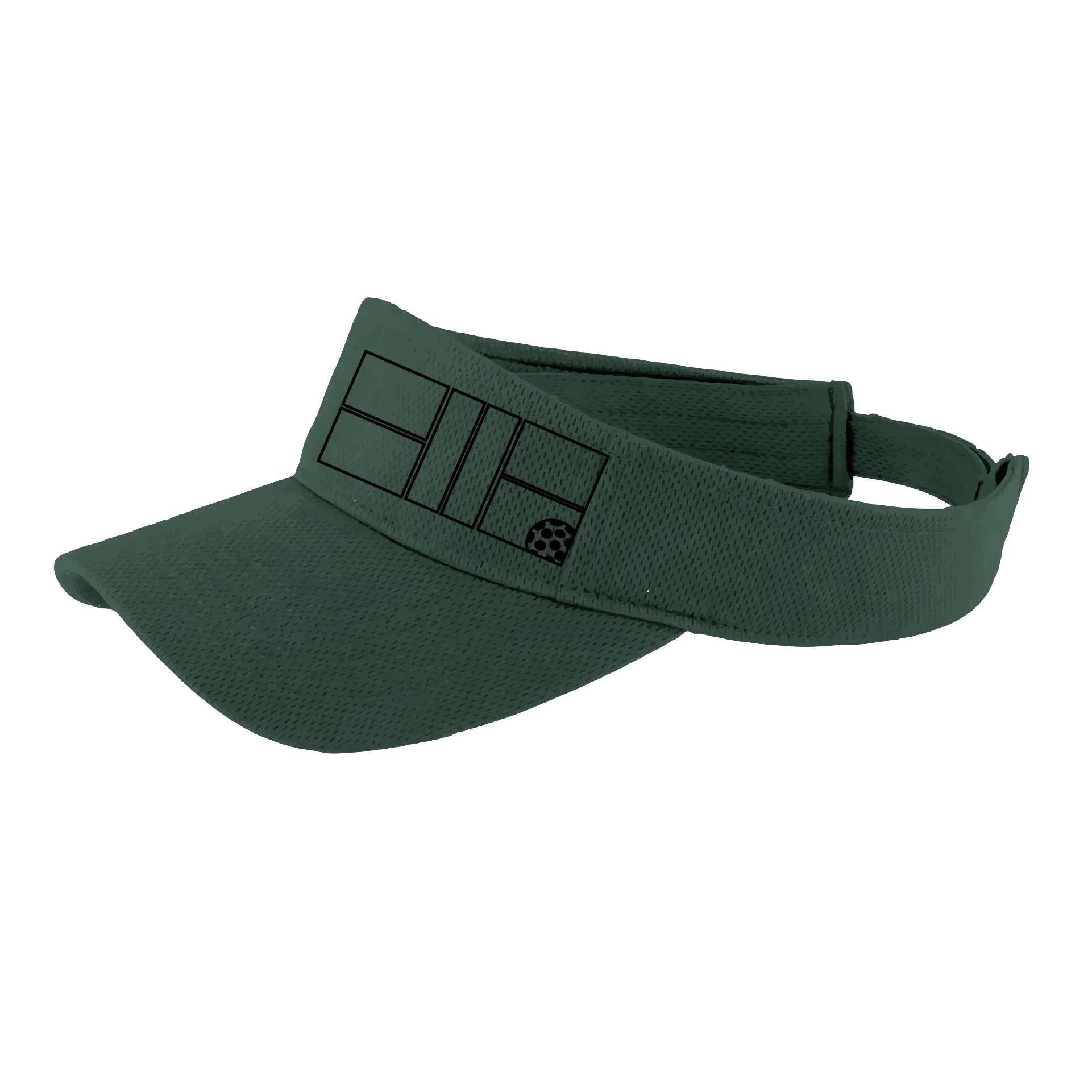 Pickleball Court (Black) | Pickleball Visors | Moisture Wicking 100% Polyester