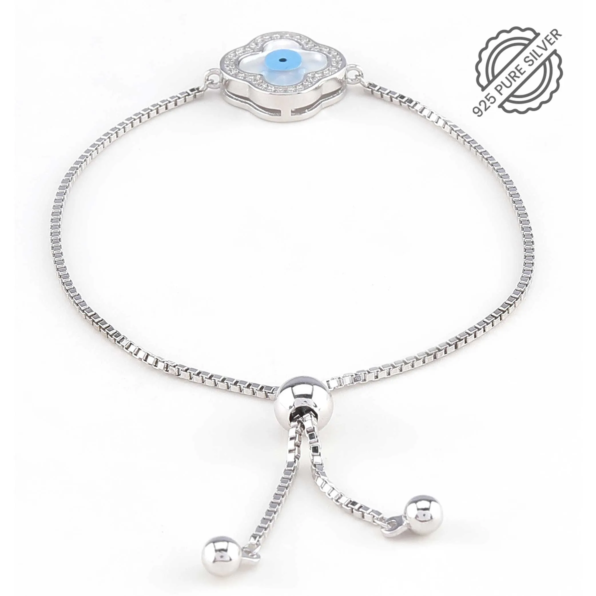 Pure 925 Silver Evil Eye Bracelet