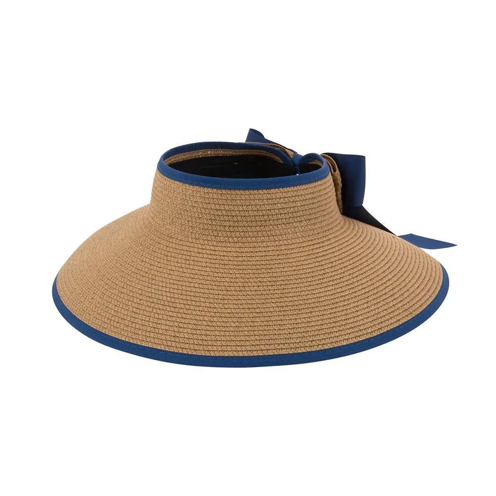 Straw Sun Visor with Ribbon