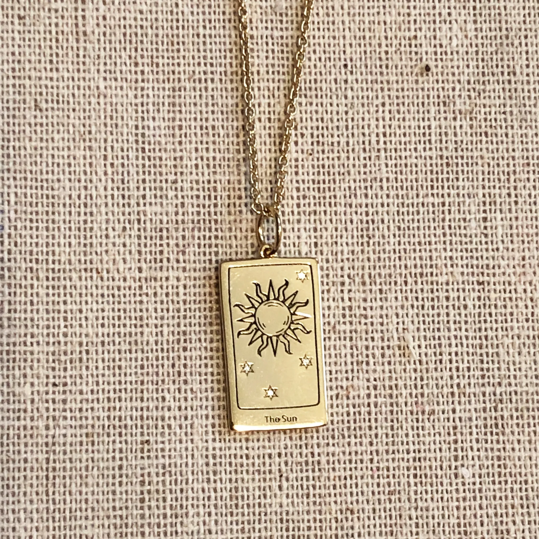 The Sun Tarot Charm with chain - gold