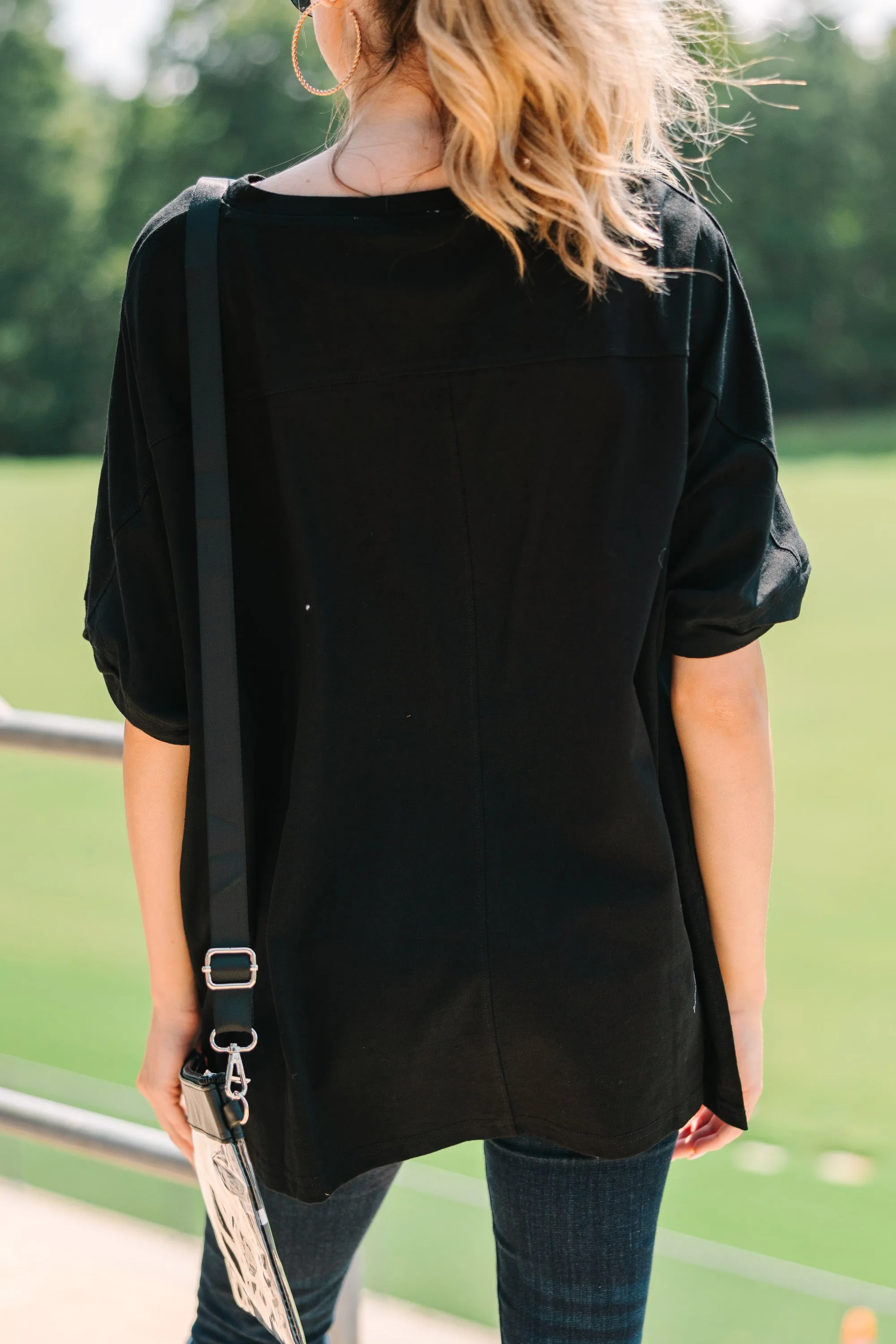 Touchdown Black Sequin Football Top