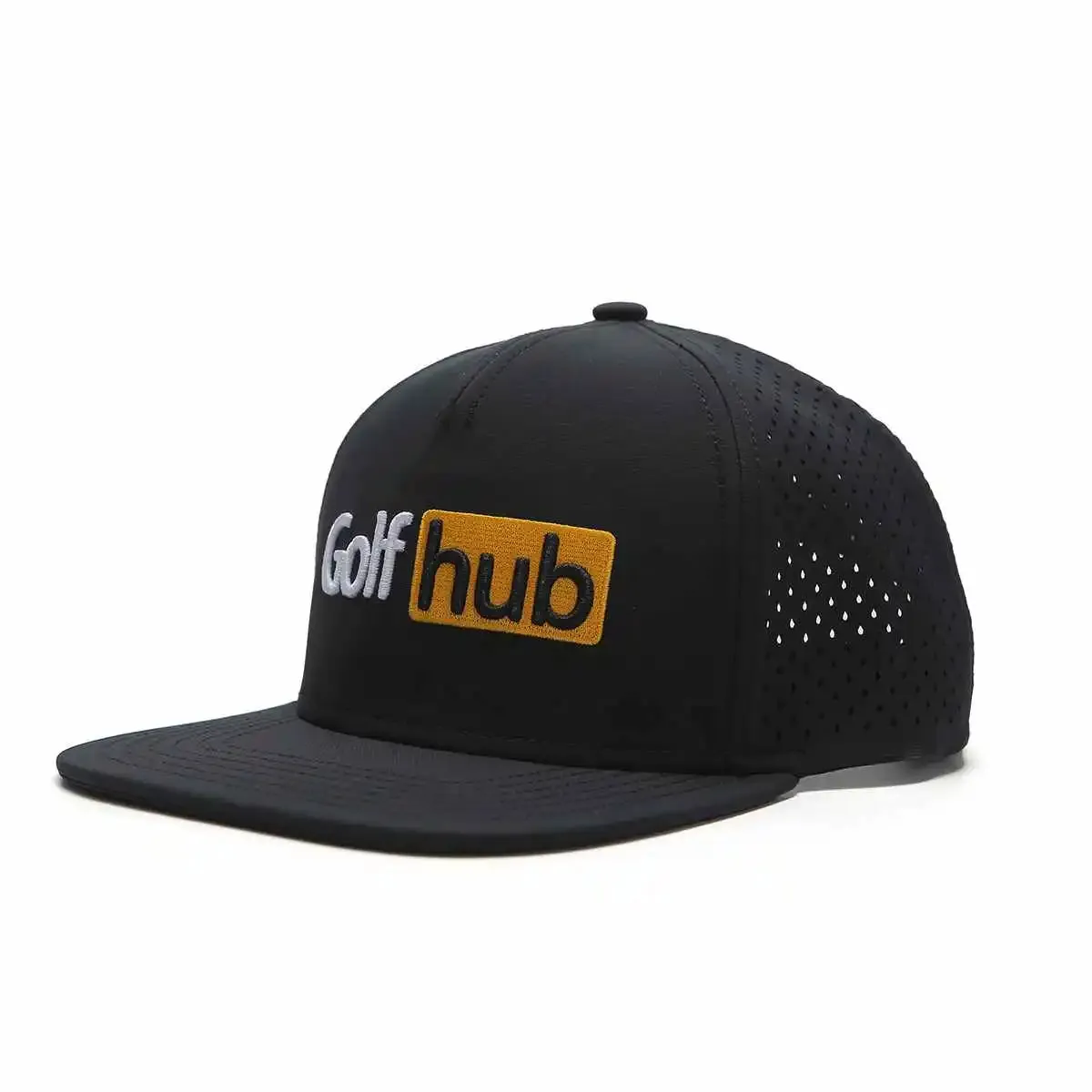 TOUR PRO Golf Hub Golf Hat in Black with Flat Brim