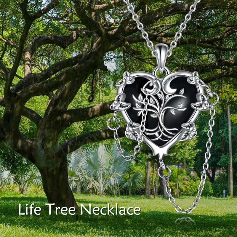 Witches Heart Pendant Necklace 925 Sterling Silver Gothic Jewelry Goth Halloween Gifts for Wome