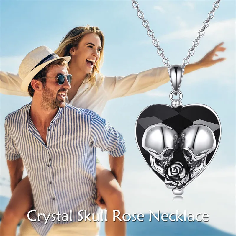 Witches Heart Pendant Necklace 925 Sterling Silver Gothic Jewelry Goth Halloween Gifts for Wome